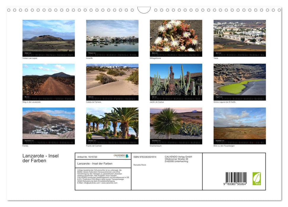 Lanzarote – Insel der Farben (CALVENDO Wandkalender 2024)