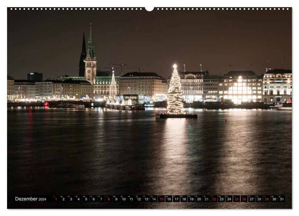 Mein Hamburg - Am schönsten bei Nacht (CALVENDO Premium Wandkalender 2024)