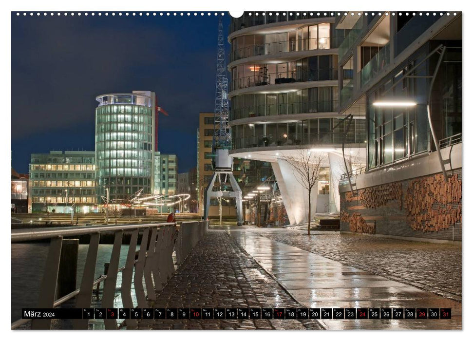 My Hamburg - Most beautiful at night (CALVENDO Premium Wall Calendar 2024) 