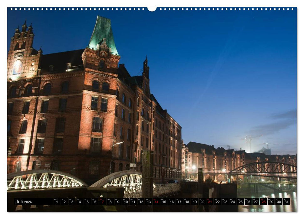 Mein Hamburg - Am schönsten bei Nacht (CALVENDO Premium Wandkalender 2024)