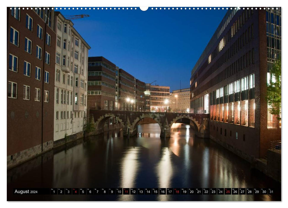 Mein Hamburg - Am schönsten bei Nacht (CALVENDO Premium Wandkalender 2024)
