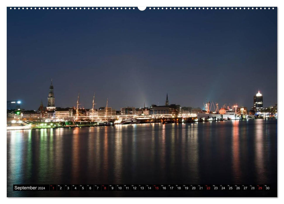 Mein Hamburg - Am schönsten bei Nacht (CALVENDO Premium Wandkalender 2024)