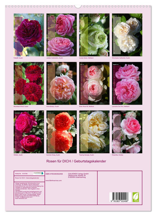 Rosen für DICH / Geburtstagskalender (CALVENDO Premium Wandkalender 2024)
