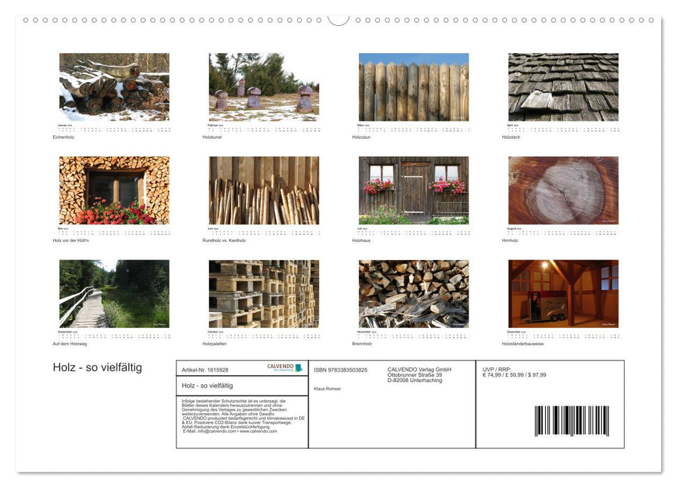 Holz - so vielfältig (CALVENDO Premium Wandkalender 2024)