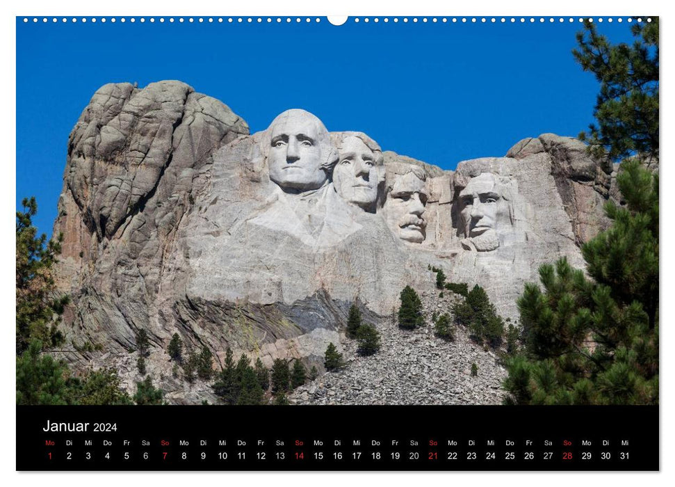 Wyoming &amp; South Dakota (CALVENDO Premium Wall Calendar 2024) 
