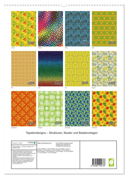 Tapetendesigns – Strukturen, Muster und Bastelvorlagen (CALVENDO Premium Wandkalender 2024)