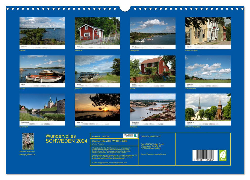 Wonderful Sweden 2024 (CALVENDO wall calendar 2024) 