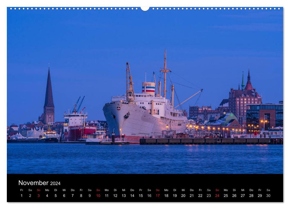 On the road in the Hanseatic city of Rostock (CALVENDO wall calendar 2024) 