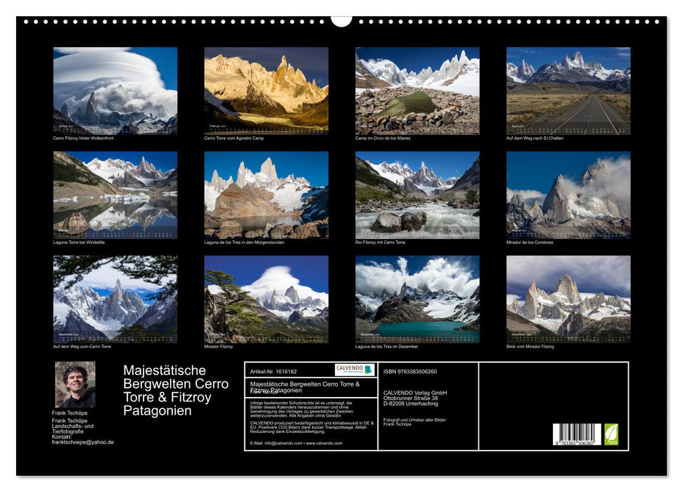Majestic mountain worlds Cerro Torre &amp; Fitzroy Patagonia (CALVENDO wall calendar 2024) 