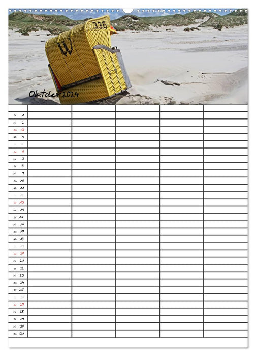 Urlaubsparadies Amrum / Familienplaner (CALVENDO Wandkalender 2024)
