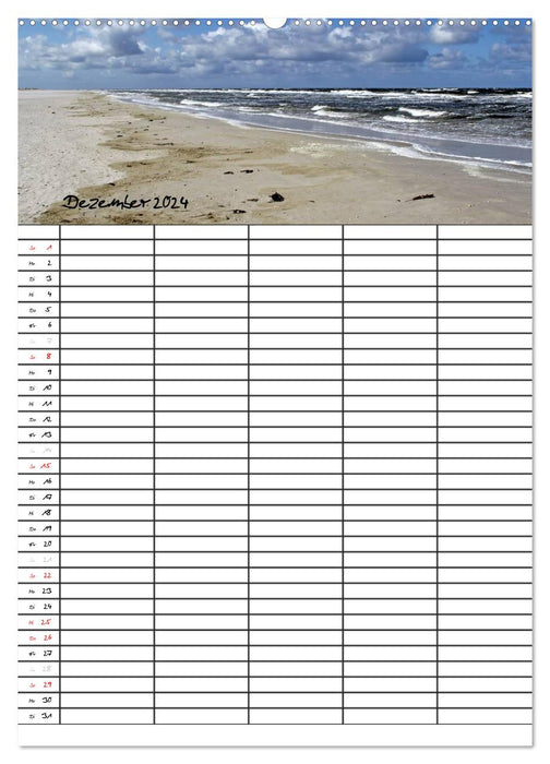 Paradis des vacances Amrum / planificateur familial (calendrier mural CALVENDO 2024) 
