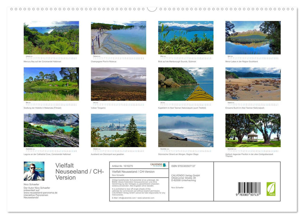 Vielfalt Neuseeland / CH-Version (CALVENDO Premium Wandkalender 2024)