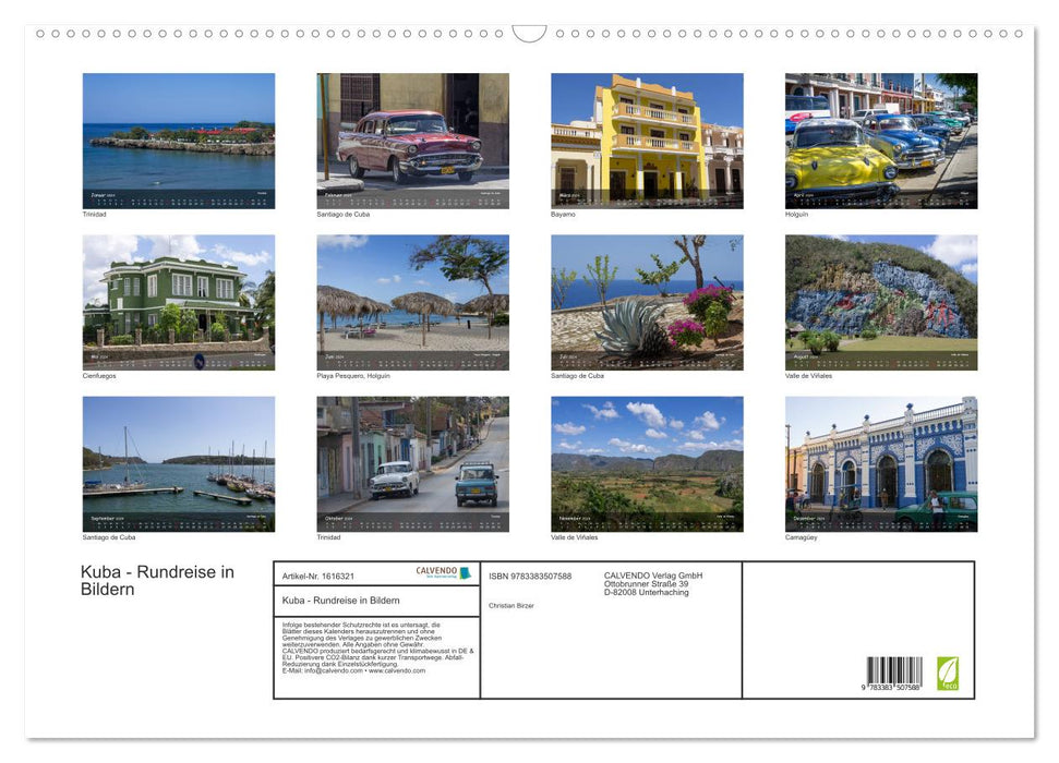 Kuba - Rundreise in Bildern (CALVENDO Wandkalender 2024)