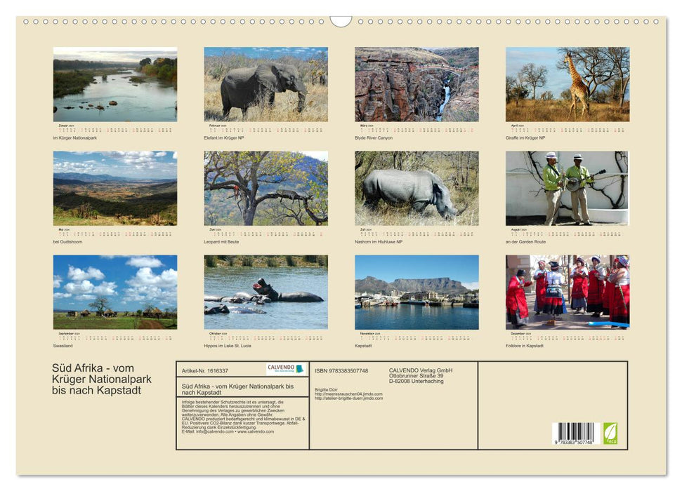 South Africa - from Kruger National Park to Cape Town (CALVENDO wall calendar 2024) 