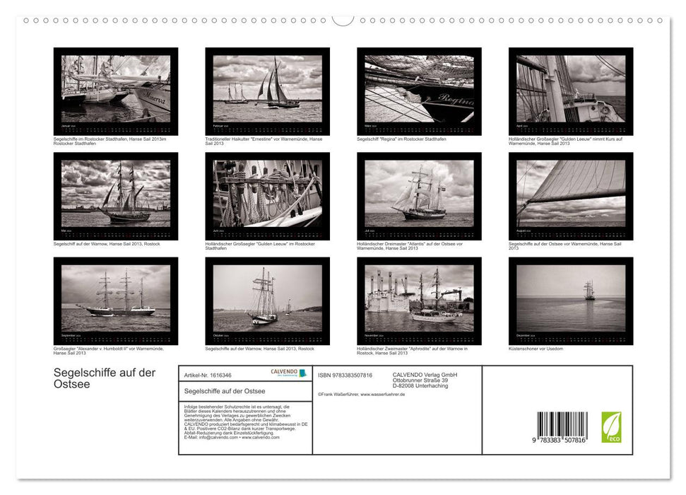 Sailing ships on the Baltic Sea (CALVENDO Premium Wall Calendar 2024) 