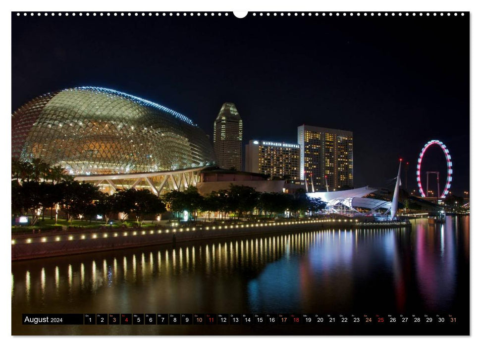 Singapore - The Colors of the Night (CALVENDO Wall Calendar 2024) 