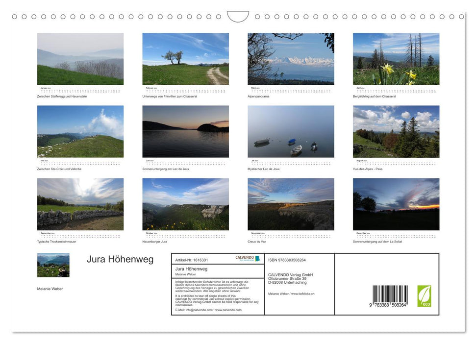Jura Höhenweg 2024 (CALVENDO Wandkalender 2024)