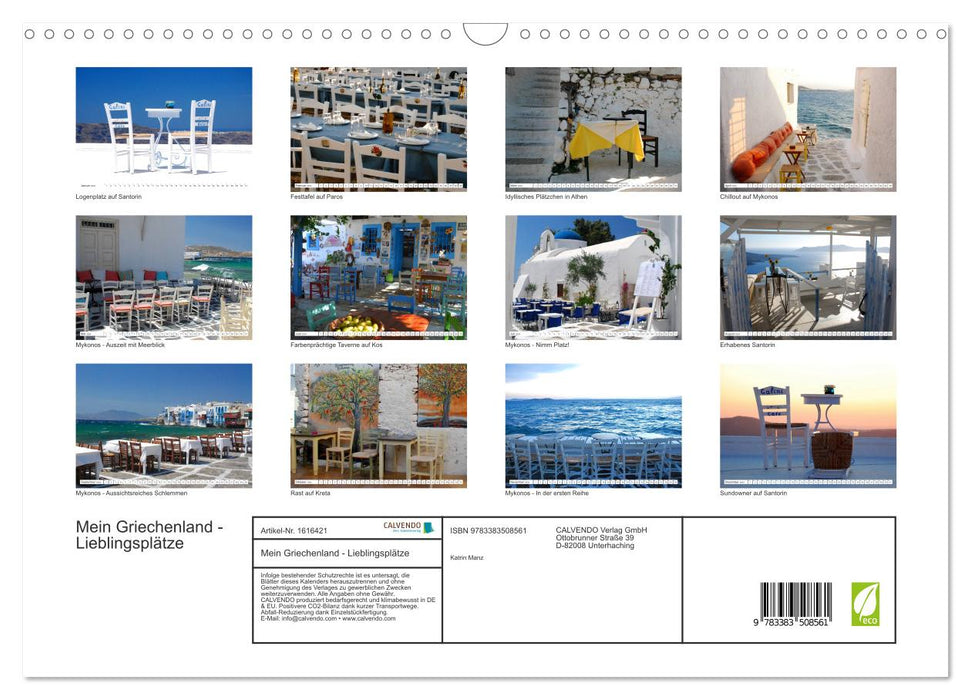 My Greece - Favorite Places (CALVENDO Wall Calendar 2024) 