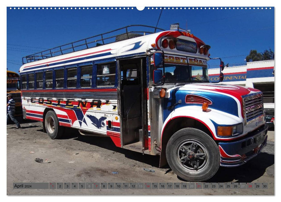 Land of Colorful Buses - Guatemala (CALVENDO Wall Calendar 2024) 