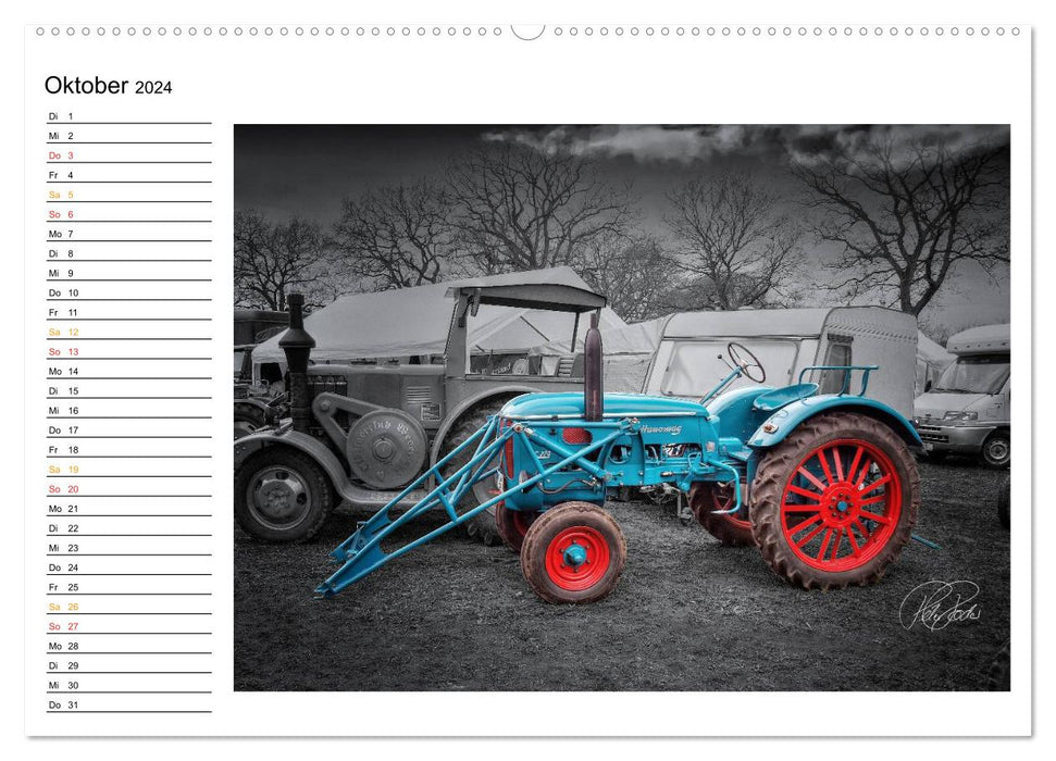Tractor - vintage car / birthday calendar (CALVENDO Premium Wall Calendar 2024) 