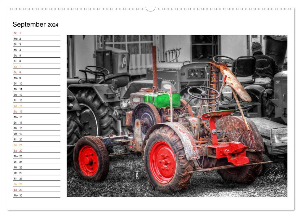 Tractor - vintage car / birthday calendar (CALVENDO Premium Wall Calendar 2024) 