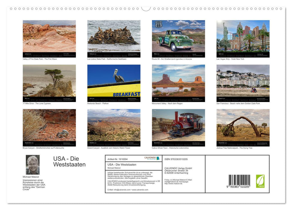USA - The Western States (CALVENDO Premium Wall Calendar 2024) 