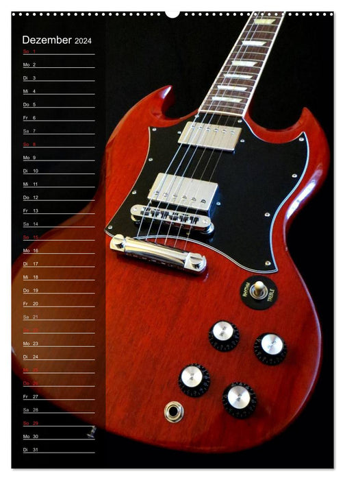 ROCK GUITARS staged / birthday calendar (CALVENDO Premium Wall Calendar 2024) 