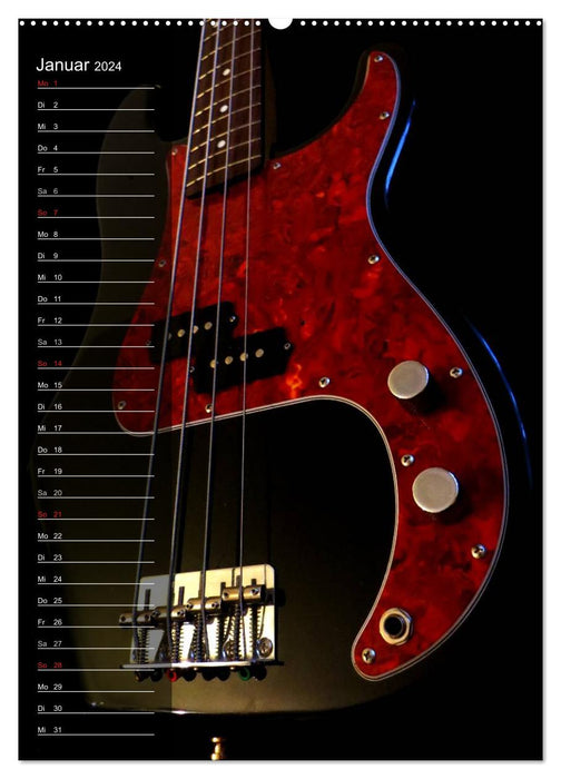 ROCK GUITARS staged / birthday calendar (CALVENDO Premium Wall Calendar 2024) 