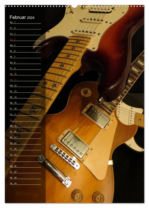 ROCK GUITARS staged / birthday calendar (CALVENDO Premium Wall Calendar 2024) 