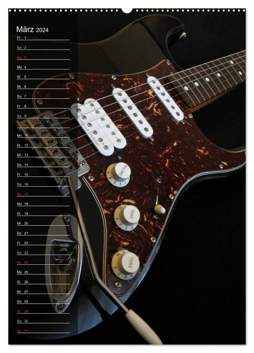 ROCK GUITARS staged / birthday calendar (CALVENDO Premium Wall Calendar 2024) 