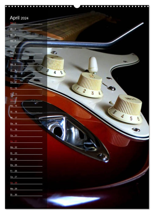 ROCK GUITARS staged / birthday calendar (CALVENDO Premium Wall Calendar 2024) 