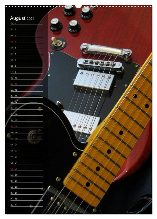 ROCK GUITARS staged / birthday calendar (CALVENDO Premium Wall Calendar 2024) 