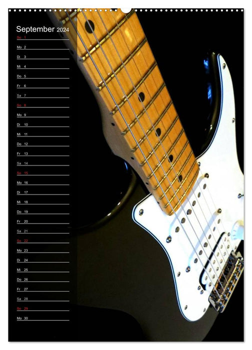 ROCK GUITARS staged / birthday calendar (CALVENDO Premium Wall Calendar 2024) 