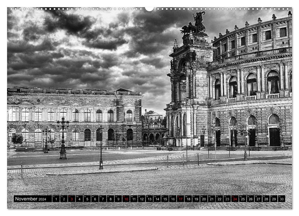 Dresden Fascination Black and White (CALVENDO Premium Wall Calendar 2024) 