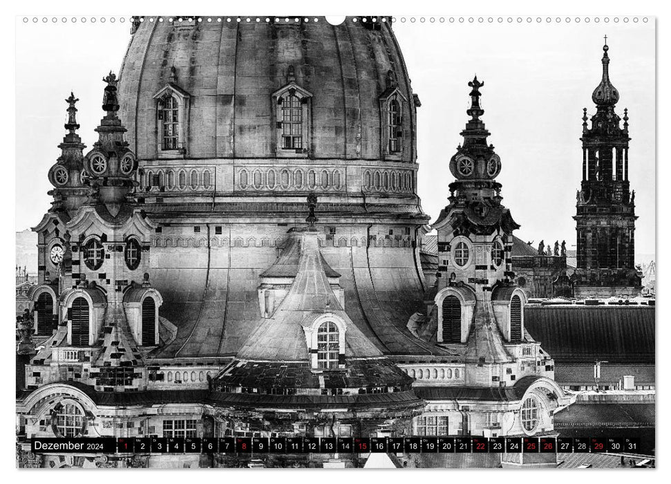 Dresden Faszination Schwarz Weiss (CALVENDO Premium Wandkalender 2024)
