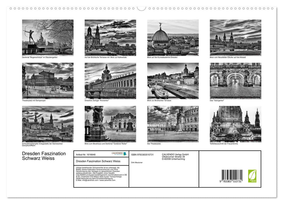 Dresden Fascination Black and White (CALVENDO Premium Wall Calendar 2024) 