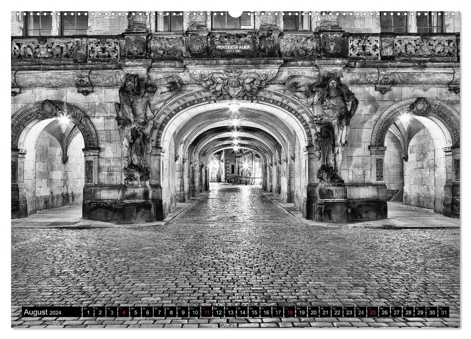 Dresden Fascination Black and White (CALVENDO Premium Wall Calendar 2024) 