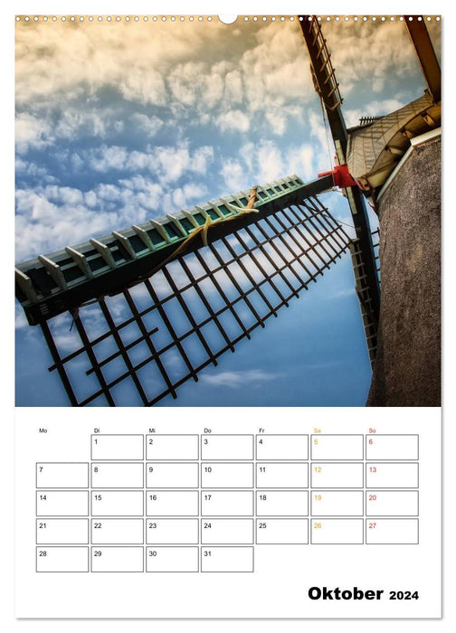 Historische Windmühlen an der Friesischen Mühlenstraße / CH-Version / Planer (CALVENDO Premium Wandkalender 2024)