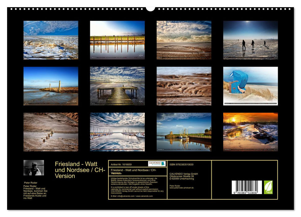 Friesland - Watt and North Sea / CH version (CALVENDO Premium Wall Calendar 2024) 