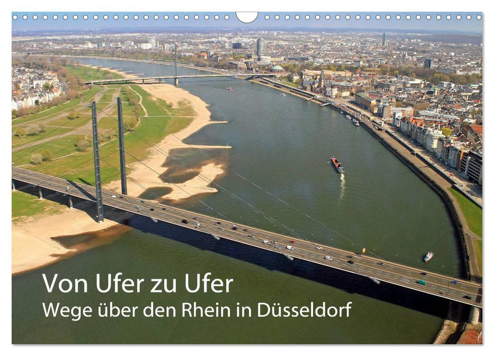 De rive en rive, les chemins de l'autre côté du Rhin à Düsseldorf (calendrier mural CALVENDO 2024) 