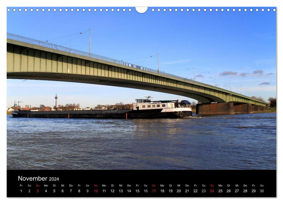 Von Ufer zu Ufer, Wege über den Rhein in Düsseldorf (CALVENDO Wandkalender 2024)