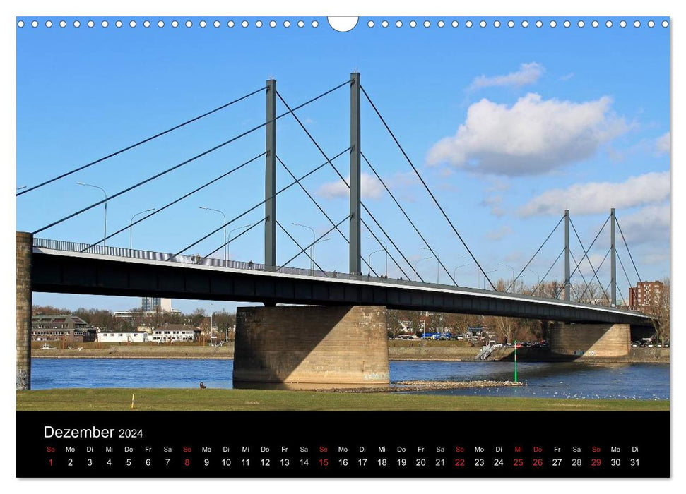 De rive en rive, les chemins de l'autre côté du Rhin à Düsseldorf (calendrier mural CALVENDO 2024) 