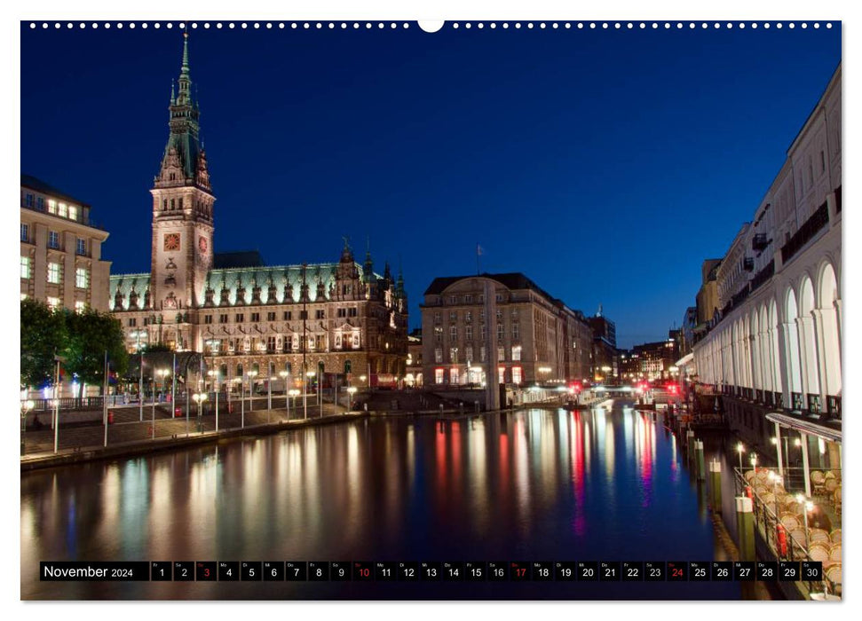 Mein Hamburg - Am schönsten bei Nacht (CALVENDO Wandkalender 2024)