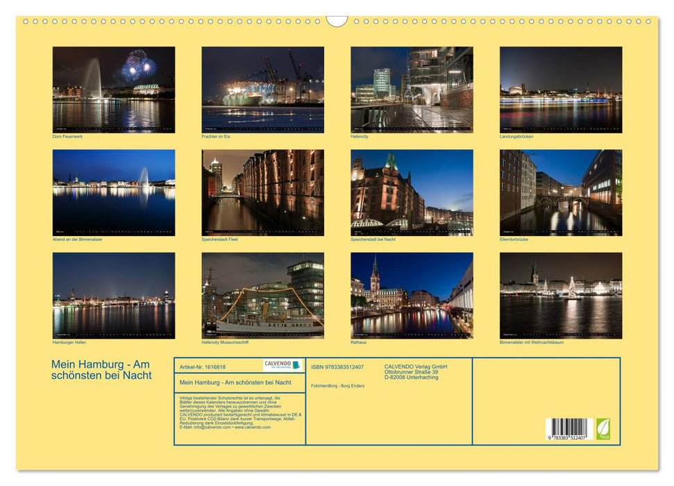 My Hamburg - Most beautiful at night (CALVENDO wall calendar 2024) 