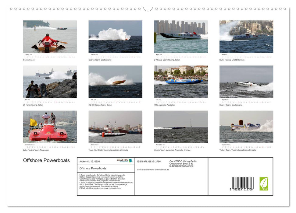 Bateaux à moteur offshore (Calvendo Premium Wall Calendar 2024) 