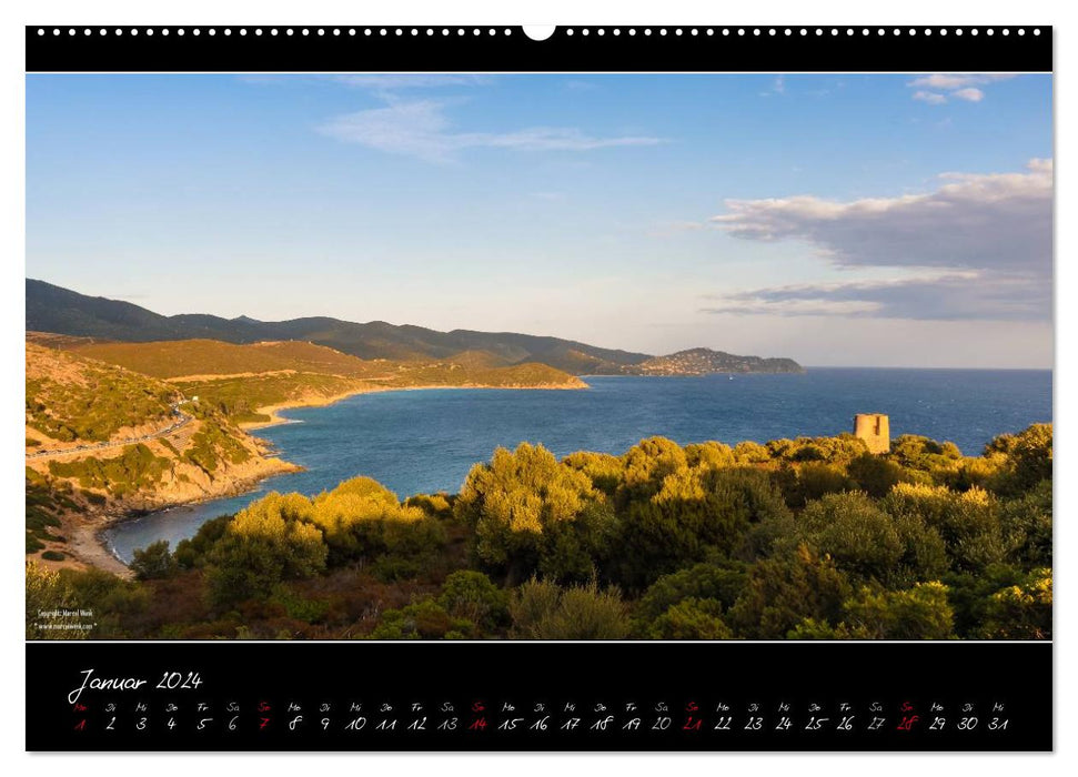 Sardinia panoramic calendar / CH version (CALVENDO Premium Wall Calendar 2024) 