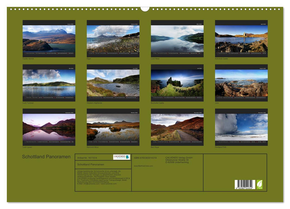 Schottland Panoramen (CALVENDO Wandkalender 2024)