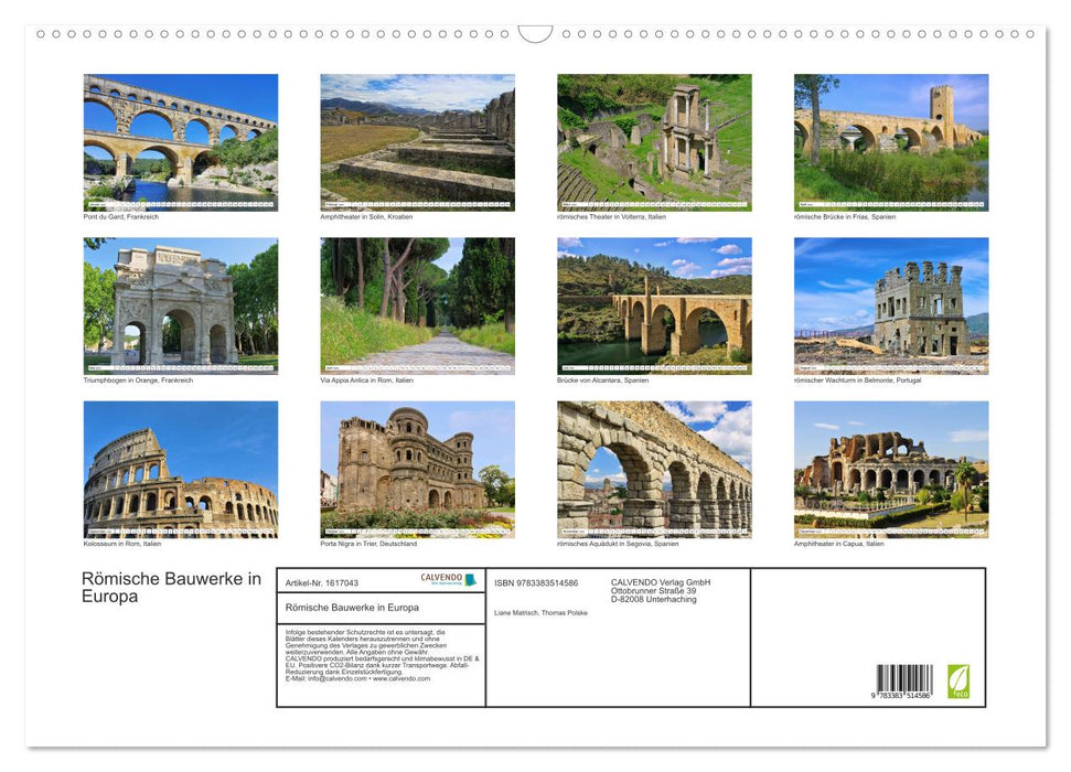 Roman buildings in Europe (CALVENDO wall calendar 2024) 