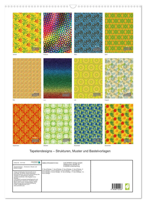 Wallpaper designs – structures, patterns and craft templates (CALVENDO wall calendar 2024) 