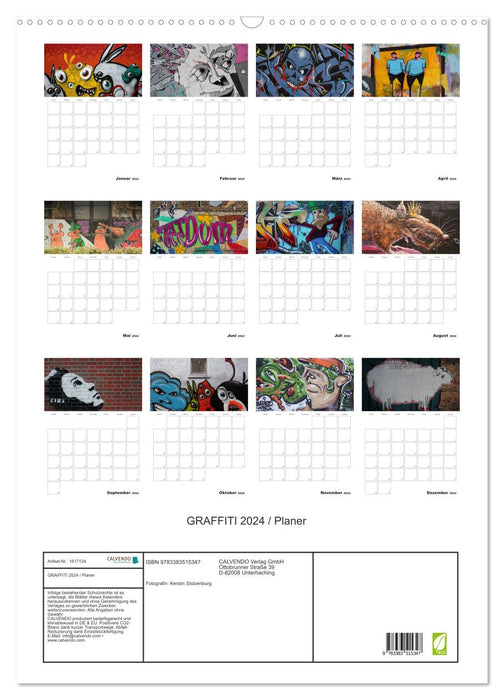 GRAFFITI 2024 / Planificateur (Calendrier mural CALVENDO 2024) 